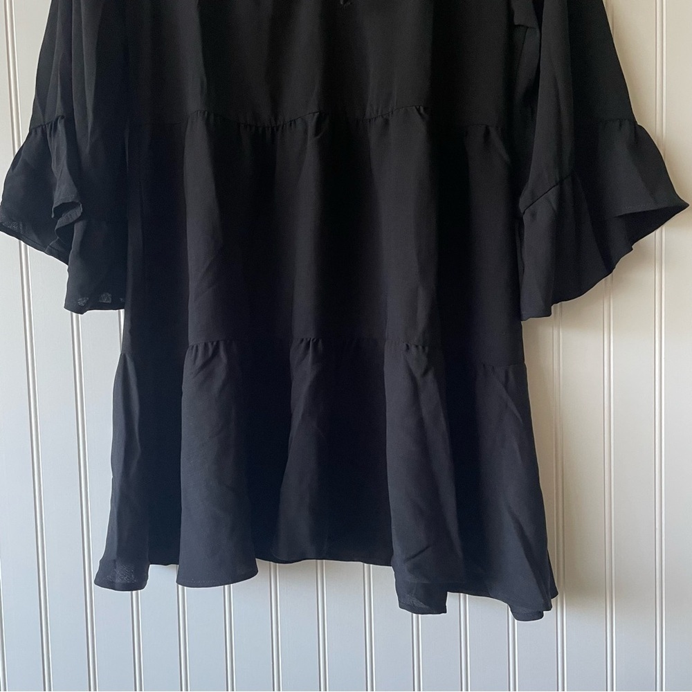 NWT Show Me Your Mumu Viola Tiered Mini Dress Women's XS Black Draped Flowy Boho - Picture 5 of 15